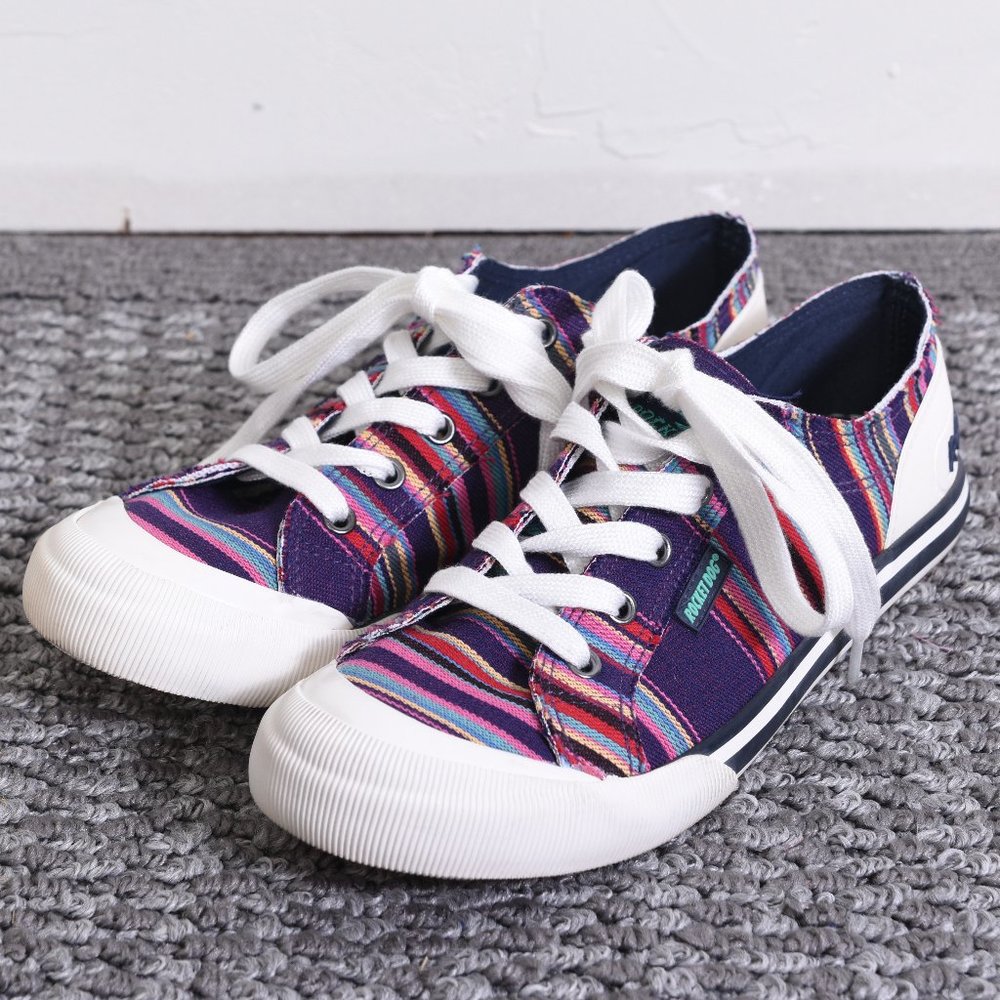 Rocket Dog Lace Up Striped Sneakers, Size 9